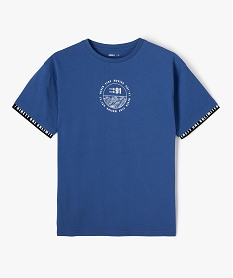 tee-shirt manches courtes a manches et dos fantaisie garcon bleuE277201_1