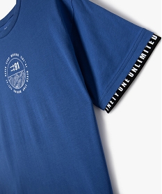 tee-shirt manches courtes a manches et dos fantaisie garcon bleuE277201_2