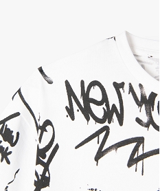 tee-shirt a manches courtes avec inscription streetwear garcon blancE278501_2