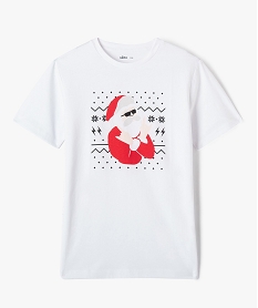 GEMO Tee-shirt à manches courtes avec motif Père Noël garçon blanc vif