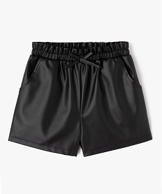 GEMO Short en matière synthétique cuir imitation fille Noir