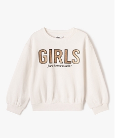 GEMO Sweat ample imprimé intérieur molletonné fille Beige