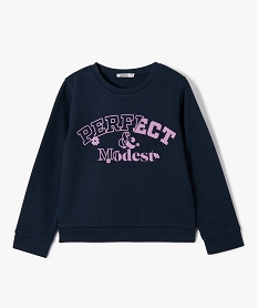 GEMO Sweat molletonné avec motif et message fille Bleu