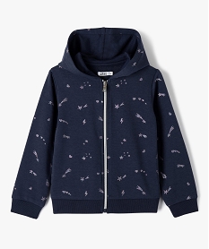 sweat a capuche zippe a motifs pailletes fille bleu sweatsE288501_1