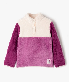 GEMO Sweat en maille peluche à col boutonnée fille Multicolore