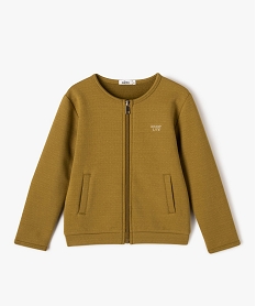 GEMO Sweat zippé à col rond avec motifs pailletés fille Vert