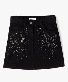 GEMO Jupe en denim avec strass fille Noir