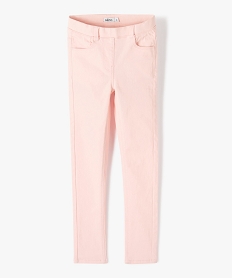 pantalon skinny uni a taille elastiquee fille rose pantalonsE290801_1