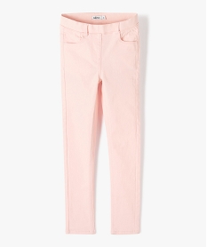 pantalon skinny uni a taille elastiquee fille rose pantalonsE290801_4