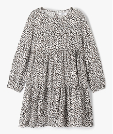 GEMO Robe à manches longues imprimée fille Beige