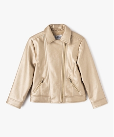 GEMO Blouson biker en cuir imitation fille Jaune