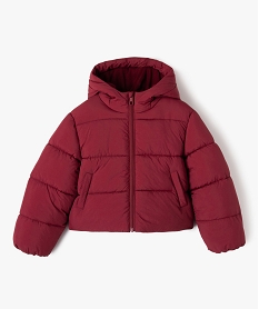 GEMO Blouson matelassé court à capuche fille Rouge