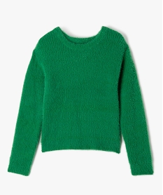 pull a col rond en maille duveteuse fille vert pullsE298801_1