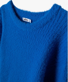 pull a col rond en maille duveteuse fille bleu pullsE299001_2