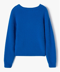 pull a col rond en maille duveteuse fille bleu pullsE299001_3