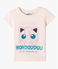GEMO Tee-shirt fille avec motif Rondoudou et inscription pailletée - Pokemon Rose