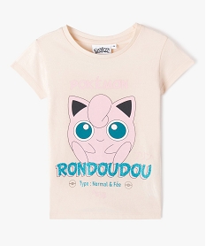 tee-shirt fille avec motif rondoudou et inscription pailletee - pokemon roseE302901_1