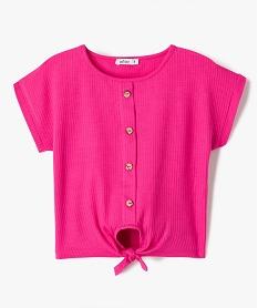 tee-shirt a manches courtes avec boutons fantaisie et bas noue fille rose tee-shirtsE304001_1