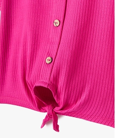 tee-shirt a manches courtes avec boutons fantaisie et bas noue fille rose tee-shirtsE304001_2