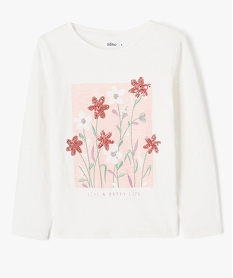GEMO Tee-shirt à manches longues avec motif brodé fille Beige