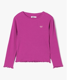 GEMO Tee-shirt à manches longues et maille côtelée fille Violet