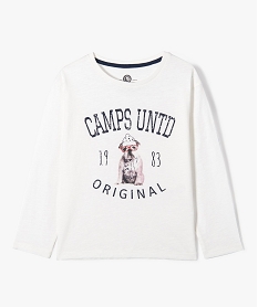 GEMO Tee-shirt fille à manches longues avec motif chien - Camps United Beige