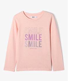 GEMO Tee-shirt à manches longues avec inscription fille Rose