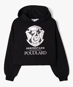 sweat fille a capuche coupe courte avec motif serpentard - harry potter noir sweatsE313101_1