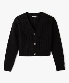 GEMO Gilet court en grosse maille fille noir standard