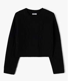GEMO Pull court en maille torsadée fille noir standard