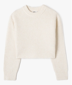 GEMO Pull court en grosse maille fille blanc chine