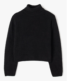 GEMO Pull à col roulé en maille bouclette fille noir standard