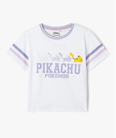 tee-shirt a manches courtes motif pikachu fille - pokemon blancE321801_2