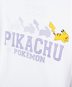 tee-shirt a manches courtes motif pikachu fille - pokemon blanc tee-shirtsE321801_3
