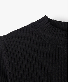 GEMO Robe pull en maille côtelée avec col montant fille noir standard