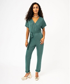 combinaison pantalon femme en maille souple pailletee vert combinaisons pantalonE326201_1