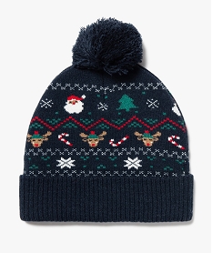 GEMO Bonnet à pompon à motifs Noël garçon Rouge