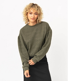 sweat ample en maille texturee femme vertE327601_1