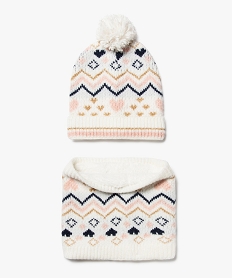 GEMO Ensemble écharpe et bonnet fille avec touches pailletées Multicolore