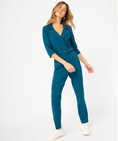combinaison pantalon avec col tailleur femme bleu combinaisons pantalonE331001_1