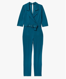 combinaison pantalon avec col tailleur femme bleu combinaisons pantalonE331001_4