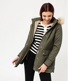 parka a capuche et doublure chaude femme vert manteauxE331101_1