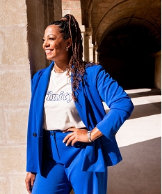 GEMO Veste de costume femme grande taille bleu standard
