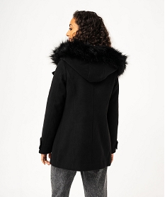 manteau zippe a capuche en fourrure imitation femme noirE332701_3