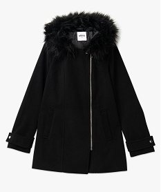 manteau zippe a capuche en fourrure imitation femme noir manteauxE332701_4