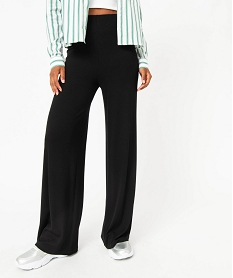 pantalon large en maille cotelee femme noir pantalonsE332801_1