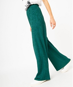 GEMO Pantalon en maille texturée coupe ample avec taille élastique femme Vert