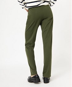 pantalon en maille coupe droite avec fausses poches plaquees femme vert pantalonsE333201_3