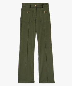 pantalon en maille coupe droite avec fausses poches plaquees femme vert pantalonsE333201_4