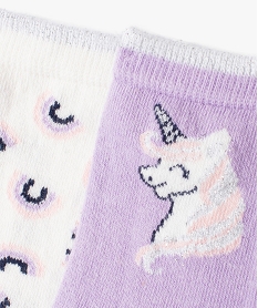 chaussettes a motifs licornes fille (lot de 3) violet standard chaussettesE334101_2